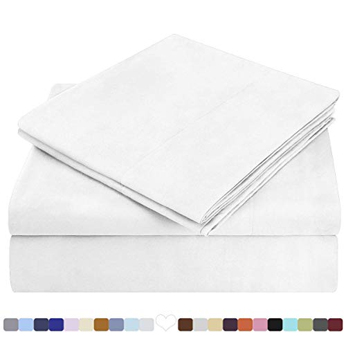 Homeideas Bed Sheets Set Extra Soft Brushed Microfiber 1800 Bedding Sheets & Homeideas 3 Pieces Bathroom Rugs Set Grey, Extra Soft Chenille Bath Rugs Mat #TOP1