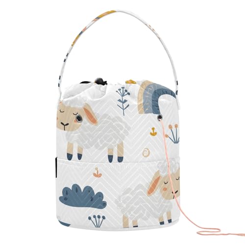Yarn Storage Bag Small Crochet Bag Knitting Bag Organizer Cute Sheep Yarn Bags for Crocheting Basket