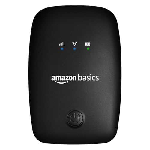 Amazon Basics 4G LTE Wireless Dongle with All SIM Support, Plug & Play USB Data Card with Type-C Connector, 150Mbps WiFi Hotspot, 2100mAh Battery, SIM Adapter Included – Black
