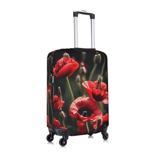 Housse de valise coquelicot blanc et rouge de taille S en polyester durable