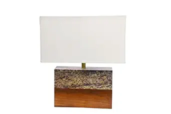 Perficient Corporation Wood and Stone Night Stand Electric Table Lamp with 40 W E 27 Bulb, Decorative Lamp, Study Lamp, Antique Table Lamp (Mix Brown)