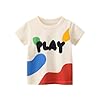 Boys T Shirts Top - Girls' Short Sleeved T Shirt With Floral Print On The Front (Beige 4-5 Years) #2