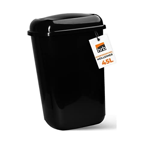 HRB Mülleimer 45L schwarz glänzend mit Schwingdeckel Cover