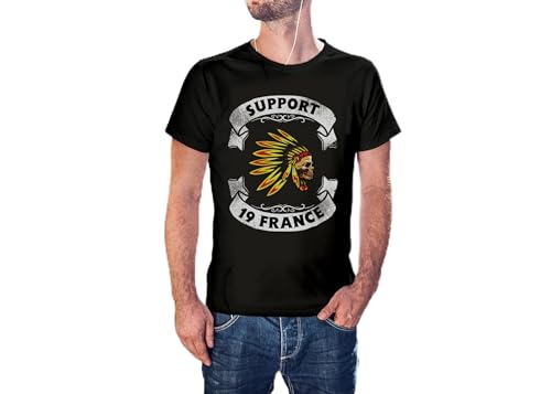 Teeshirt Support Satudarah France Indien en coton noir pour homme