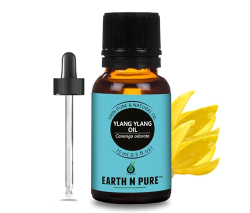 Image of Earth N Pure Ylang Ylang Essential Oil Natural and Therapeutic Grade for Aromatherapy, Hair Care and Skin Care with Glass Dropper 15ml