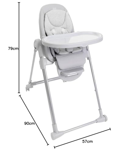 Chicco Polly Armonia Seggiolone Evolutivo Pappa per Bambini da 0 Mesi a 40 kg, Sedia Evolutiva, Seggiolone Reclinabile a Sdraietta con Altezza e Poggiapiedi Regolabili, 4 Ruote, Compatto, Grigio - 11
