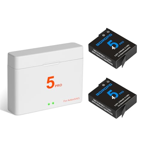 GOROFO 2-Pack Osmo Action 5 Pro/4/3 Replacement Batteries and Charger Compatible with DJI Osmo Action 5 Pro Osmo Action 4 Action 3 and Osmo Action Osmo 360 Cameras