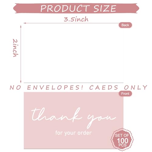 Mini cartes de remerciement rose pâle Whaline pour colis de créateurs et magasins - 2
