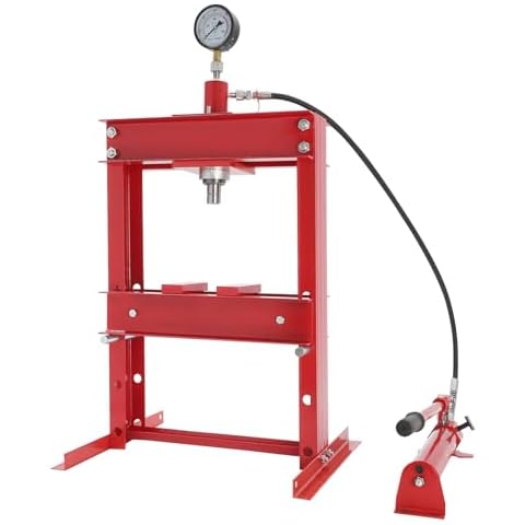 PIAOCAIYIN 10 Ton Hydraulic Shop Press, H-Frame Hydraulic Benchtop Press w/Adjustable Height, Garage Floor Press with Pressure Gauge, for Metalworking, Bending, Stamping Cover
