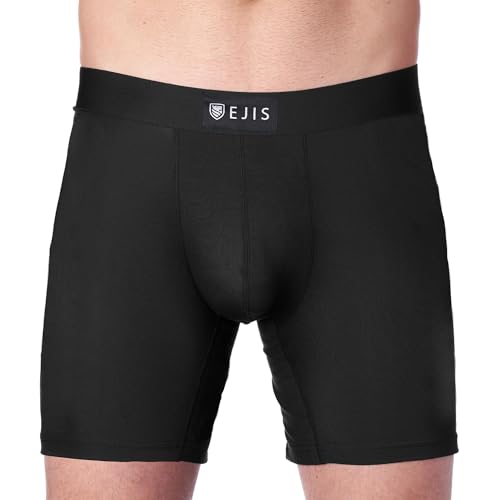 Ejis Sweatproof Mens Boxer Briefs Modal Pouch Underwear w Sweat Pads, Silver Treated to Fight Odor, Aluminum Free Alternative