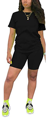 Toponsky 2Pc Short Set Women 2 Piece Sports Outfit Women's Two Piece Outfits Black,Xl #TOP1
