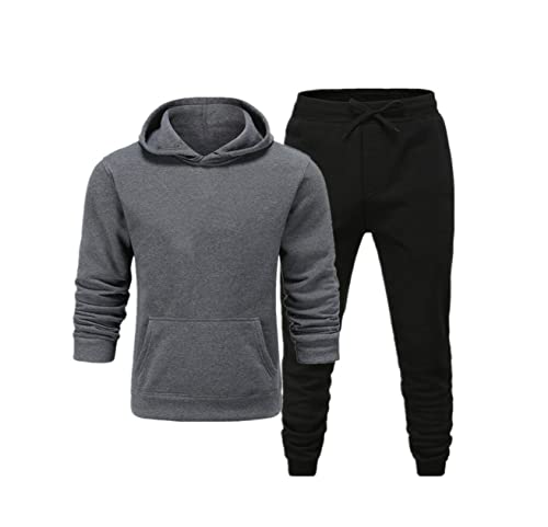 Vêtements de sport homme ensemble détente à capuche pour week-end gris