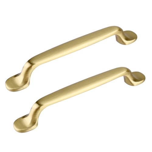ソリッドブラス キャビネットハンドル ゴールド引き出しハンドル 食器棚ハンドル 96mm-128mm ネジ付き 家具ハンドル 引き出し用ハンドル キッチンキャビネットハンドル ヴィンテージ 食器棚、ワードローブ、ドア、寝室用(サイズ:96mm/