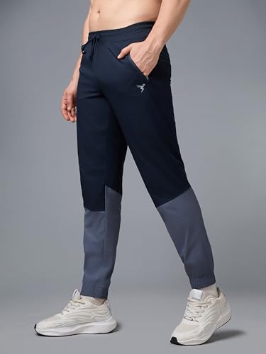 Image of TECHNOSPORT Mens Woven Regular Fit Activewear Joggers for Running, Gym, Sports and Regular Use Stretchable, Colorblock and Antimicrobial