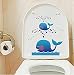 Mziart Cartoon Toilet Lid Cover Stickers For Kids, Waterproof & Removable Stickers for Restroom wall decals - Cute Spray Whale