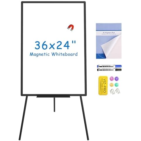 VIZ-PRO Magnetic Easel Whiteboard, Adjustable Height Cover