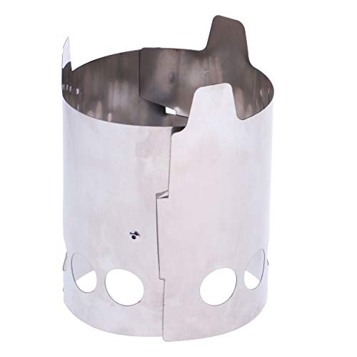 YIJU Fogão a Lenha de aço Inoxidável para Mochila, Acampamento, Piquenique - 20.5x15 centímetros