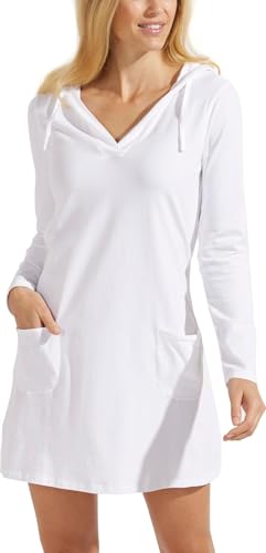 Coolibar UPF 50+ Women's Beach Cover-Up Dress - Sun Protective,Small,White
