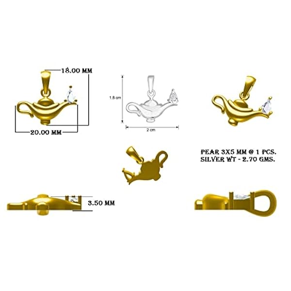 MOONEYE Delicato fascino della lampada di Aladdin Collana Collana con ciondolo in argento sterling 925 5x3 MM a forma di pera con pietre preziose citrine