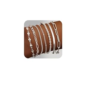 Adramata 7Pcs Pulsera Mujer Acero Inoxidable Pulseras Chapadas en Oro de 14K Pulseras de Cadena de Serpiente Pulsera Ajustable Apilables Pulseras de Plata y Oro Rosa Pulseras de Oro para Mujer