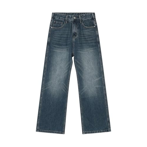Men's Denim Jeans Retro American Wide Leg Loose Casual Commuter Weekend Pants for Men