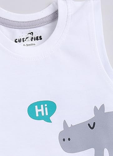 Image of CUTOPIES Boys & Girls Steel Grey Sleeveless T-shirt and Shorts Set (Pack of 1) Baby Boys' Clothing Sets