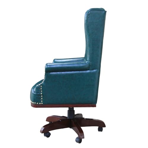 Image of High Back Leatherette & Wooden Office Chair | Revolving & Height Adjustable | Director and CEO & Executive Chair | 5-Year Warranty & Free Assembly | Green Color - (111012248)