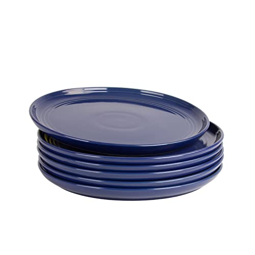 Double Line 10.5" Dinner Plate, Set Of 6, Cobalt Blue #TOP1