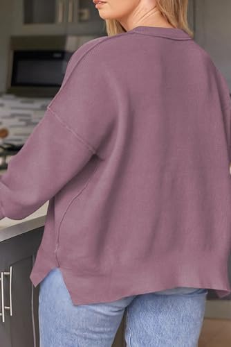 Eytino Plus Size Sweaters for Women Oversized High Neck Long Sleeve Knit Chunky Warm Pullover Sweaters Top with Pocket(1X-5X)2