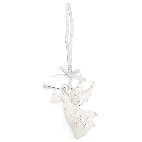 Roman April Birthstone White Trumpet Angel 3 X 2 Zinc Alloy Decorative Hanging Tree Christmas Ornament #TOP23