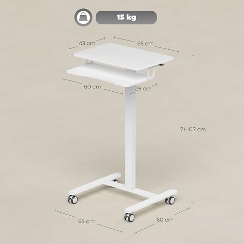 Table de lit mobile HOMCOM blanc support ordinateur ergonomique avec plateau de clavier - 4