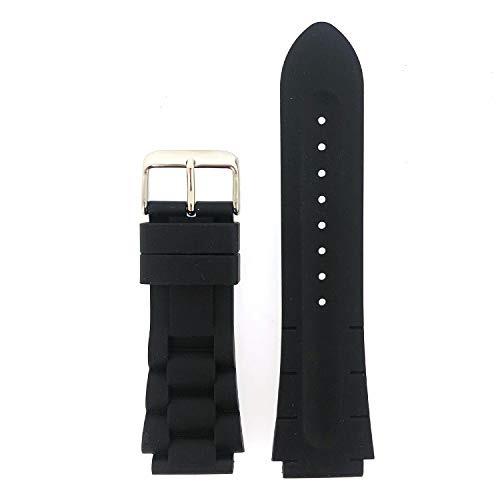Tech Swiss Watch Band Silicone Rubber Link Heavy Black Strap Waterproof Stainless Buckle 20 millimeters