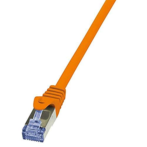 Logilink CQ3028S Cat.6A 10G S/FTP PIMF PrimeLine Patch Cable, 0.50 Meter Length, Orange, Orange, 0.50 Meter Length