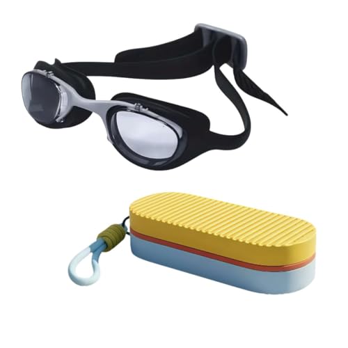 Image of First Lens Swimming Combo Kit Set with Black Swim Goggles & Swim Case for Men & Women - Yellow Case & Black Goggle