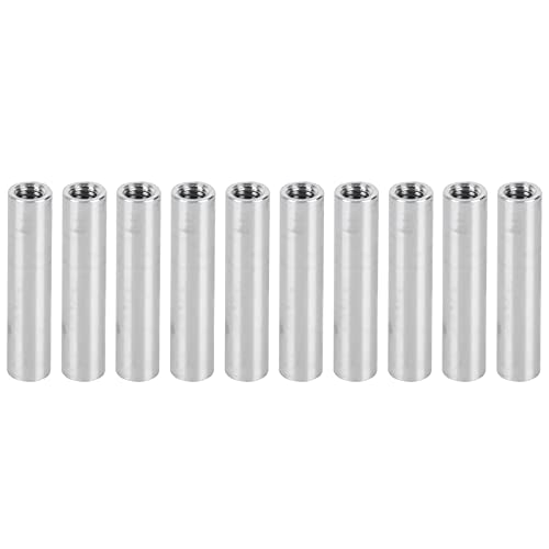 ANKROYU 10PCS 0.2in Aluminum Alloy Round Rods, Aluminum Alloy Round Female Thread Standoff, High Strength Female Thread Column for Furniture Manufacturing (Length 24mm)