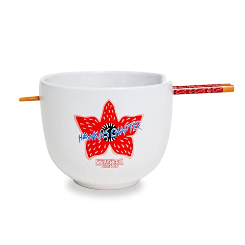 Stranger Things Demogorgon Hunting Crew Japanese Ceramic Dinnerware Set | Includes 20-Ounce Ramen Noodle Bowl and Wooden Chopsticks