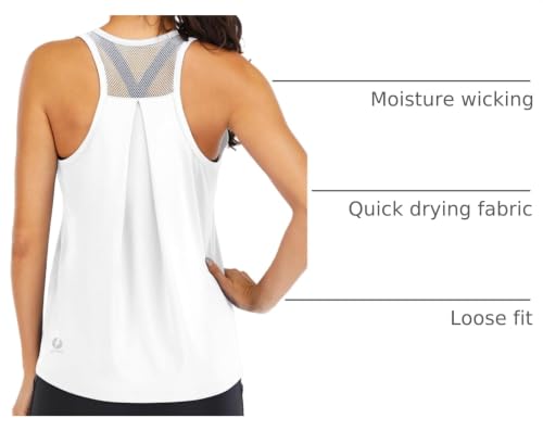 Image of ICTIVE Workout Tops for Women Loose Fit Racerback Mesh Backless Muscle Tank Running Shirts