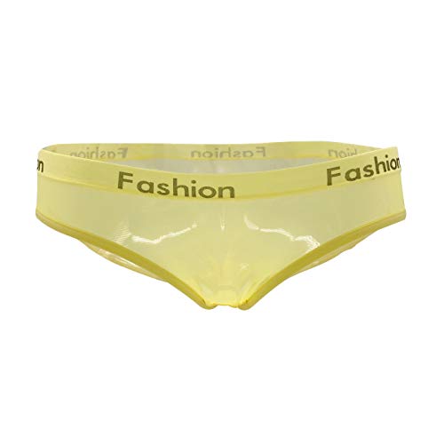 最安値 レディース ガールズ 女性用 透け感下着 セクシー ショーツ 通気性 シースルー パンティ 全7色 イエローの価格比較