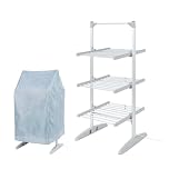 Rediffusion Heated Clothes Airer with Cover, Compact, 3 Tier, 30 Heated Rails, 14m Hanging Space, 24kg Weight Capacity, Indoor Airer, Energy Efficient, 130 x 58 x 62cm, Silver - RED248