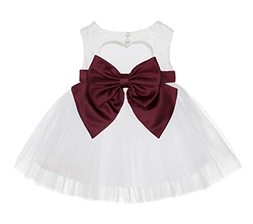 Ivory Lace Heart Cutout Junior Flower Girl Dress Mini Bride Wedding BB1