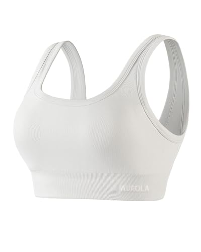 Image of AUROLA Power Womens Square Back Basic Sports Bra - Square Neck Padded Low Impact Yoga Bra Workout Crop Top