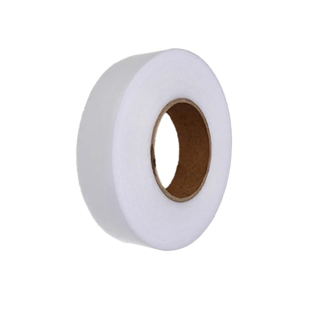 Klebeband zum Säumen, Hosenkante kürzen Klebeband Paste Kleber doppelseitige Einlage Stoff Tuch Eisen auf Web DIY Nähen Handwerk Zubehör(White,1cmx60m)