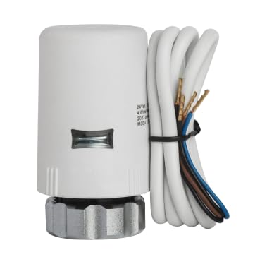 M30 x 1.5 Thread, 4.22 mm Stroke, End Switch with Full-Open Feedback, Electric Actuator for Floor Heating Manifolds, IP54 WiseWater 1-Pack Normally Closed 4-Wire 24V AC/DC Electric Thermal Actuator