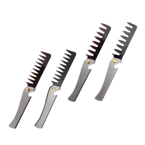 Peigne de coiffure hommes Vaguelly en acier pour cheveux et barbe, lot de 4 pièces compactes