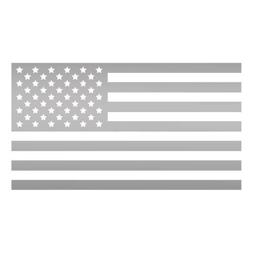 Image of American Flag Vinyl Decal USA Tactical Military Patriotic Subdued (Metallic Silver) (Set Of 2) Premium Waterproof Vinyl Decal Stickers for Car Truck RV Helmet Bumper Window Laptop Rearview Mirror