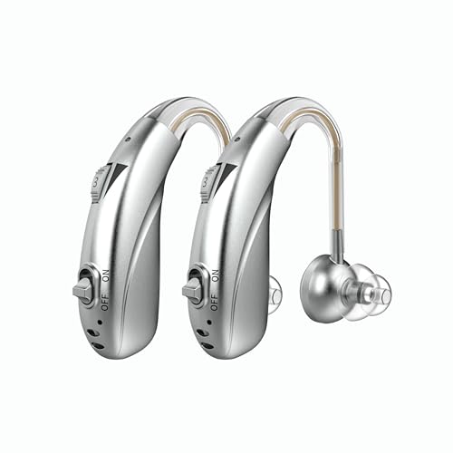 Image of FASTWELL F28-2 Unit for Both Ear Digital Advanced Rechargeable Hearing Aid for Adults with Hearing Loss | |Digital Noise Reduction | (Silver-Pair) | 1-Year Warranty
