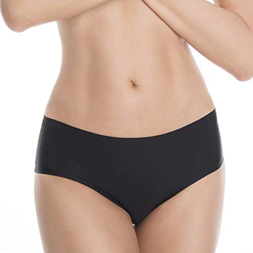Julimex Damen Slip Unterhose Musterlos Unterwäsche Lingerie Air, Schwarz,S