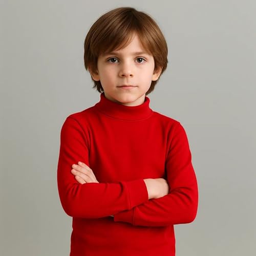 BABIDU - Punt NOU Camiseta Niños Unisex Cuello Medio Alto Semicisne, Camiseta para Niño y Niña Unisex de 2 a 16 Años, Camiseta Manga Larga Algodón y Poliéster