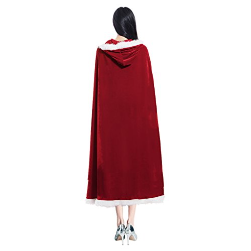 Christmas Halloween Costumes Cloak Mrs. Claus Santa Xmas Velvet Hooded Cape Robe