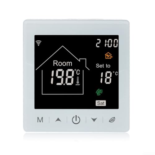 Termostato inteligente programable WiFi para calefacción eléctrica por suelo radiante, 16 A, temperatura digital para sensor de suelo para Tuya para Alexa Google (blanco 16 A)